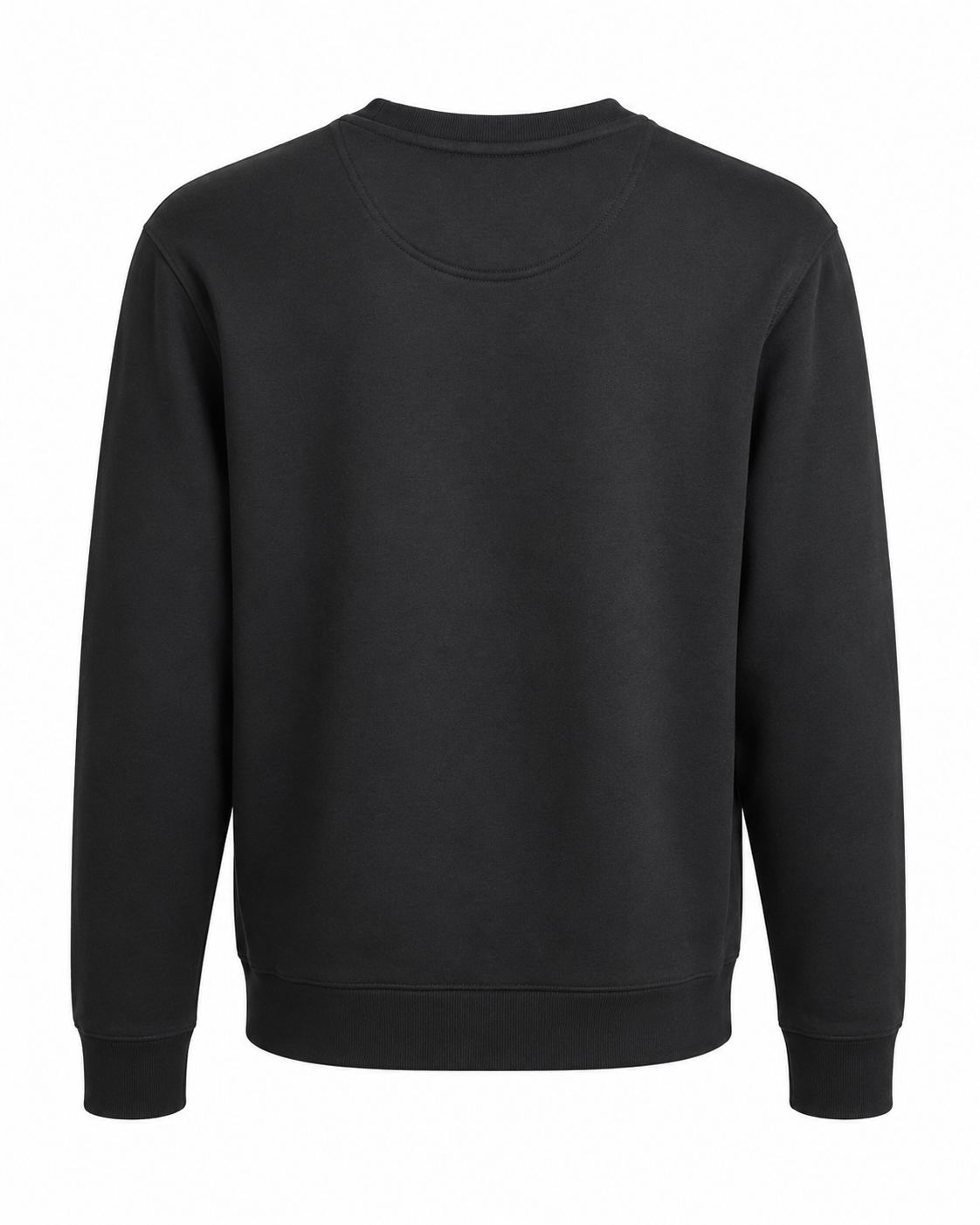 Sweat Col Rond Noir Unisexe en Molleton – Basique Minimaliste