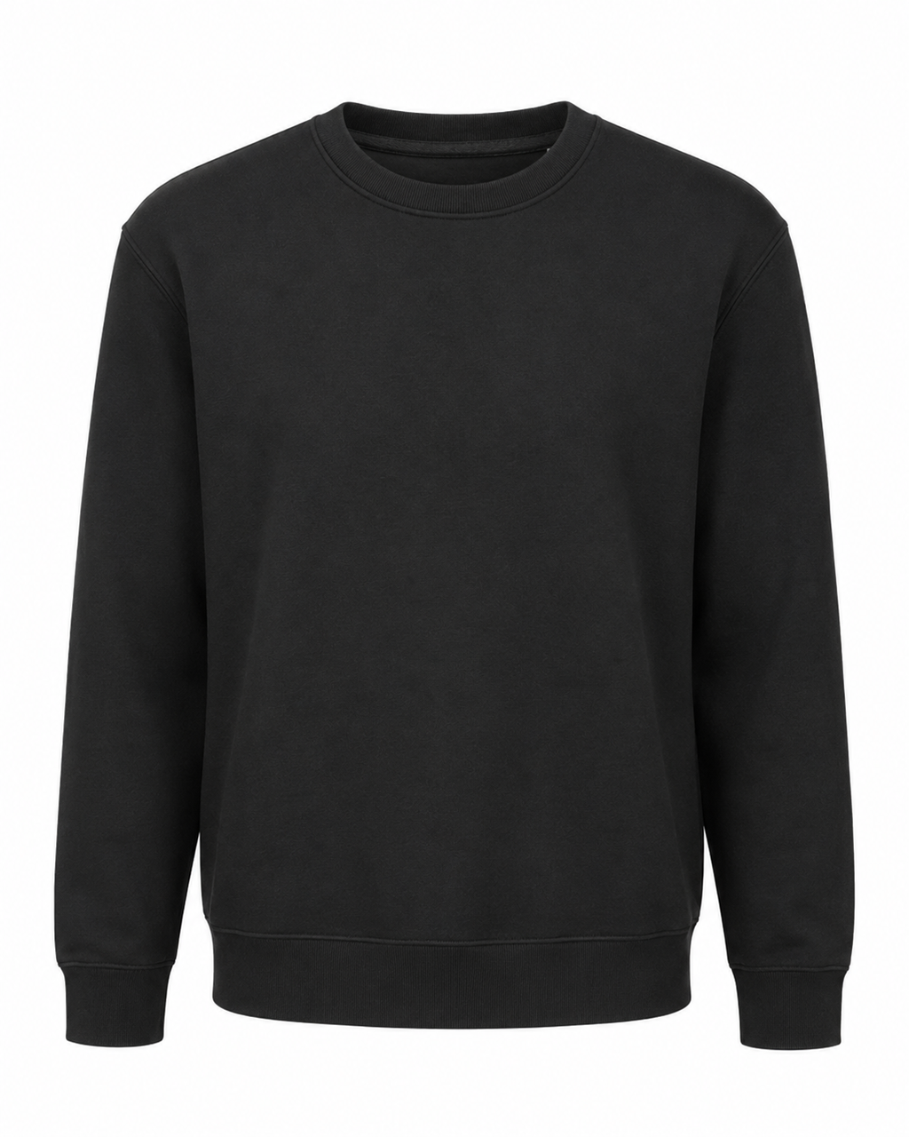 Sweat Col Rond Noir Unisexe en Molleton – Basique Minimaliste