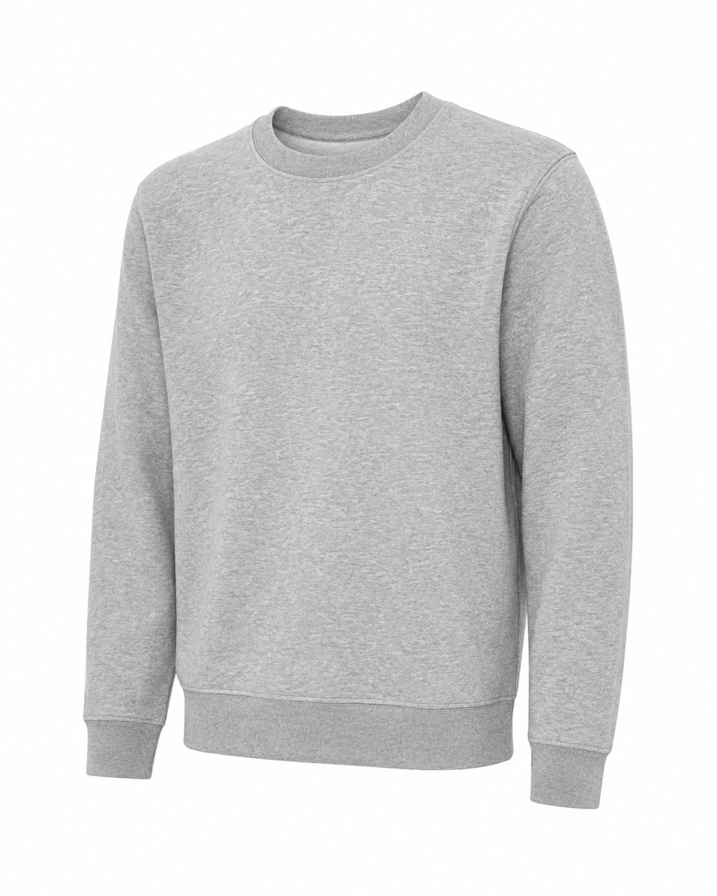 Sweat Col Rond Heather Grey Unisexe en Molleton – Basique Minimaliste