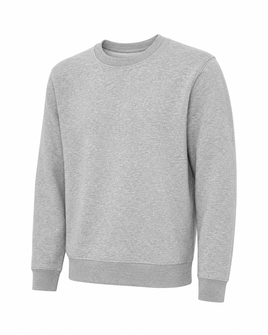 Sweat Col Rond Heather Grey Unisexe en Molleton – Basique Minimaliste