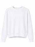Sweat Col Rond Blanc Unisexe en Molleton – Basique Minimaliste