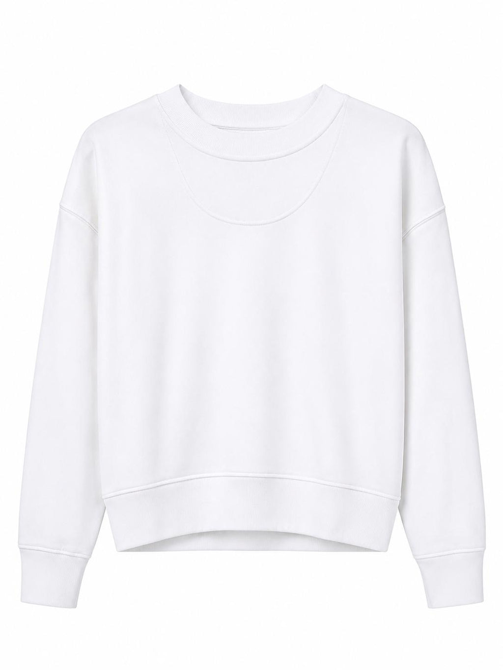 Sweat Col Rond Blanc Unisexe en Molleton – Basique Minimaliste