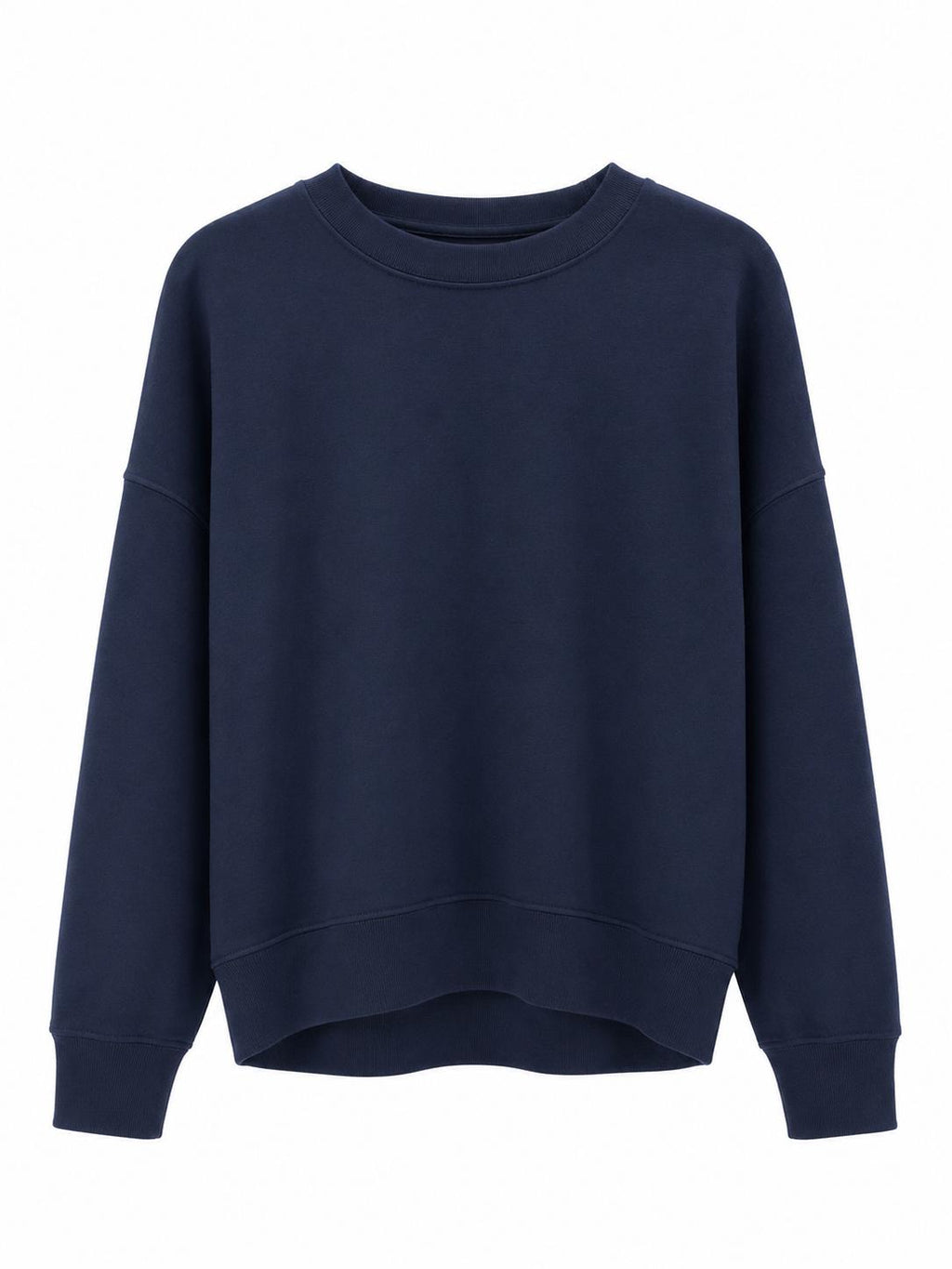 Sweat Col Rond Marine Unisexe en Molleton – Basique Minimaliste