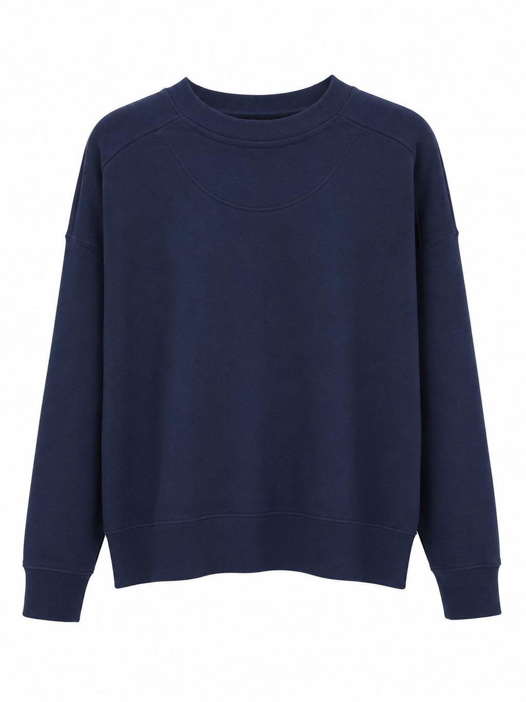 Sweat Col Rond Marine Unisexe en Molleton – Basique Minimaliste