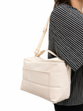 Lunch bag isotherme beige avec bandoulière réglable et poche avant