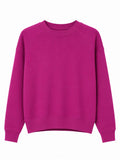 Sweat Col Rond Fushia Femme – Coupe Relax avec Coutures Raglan
