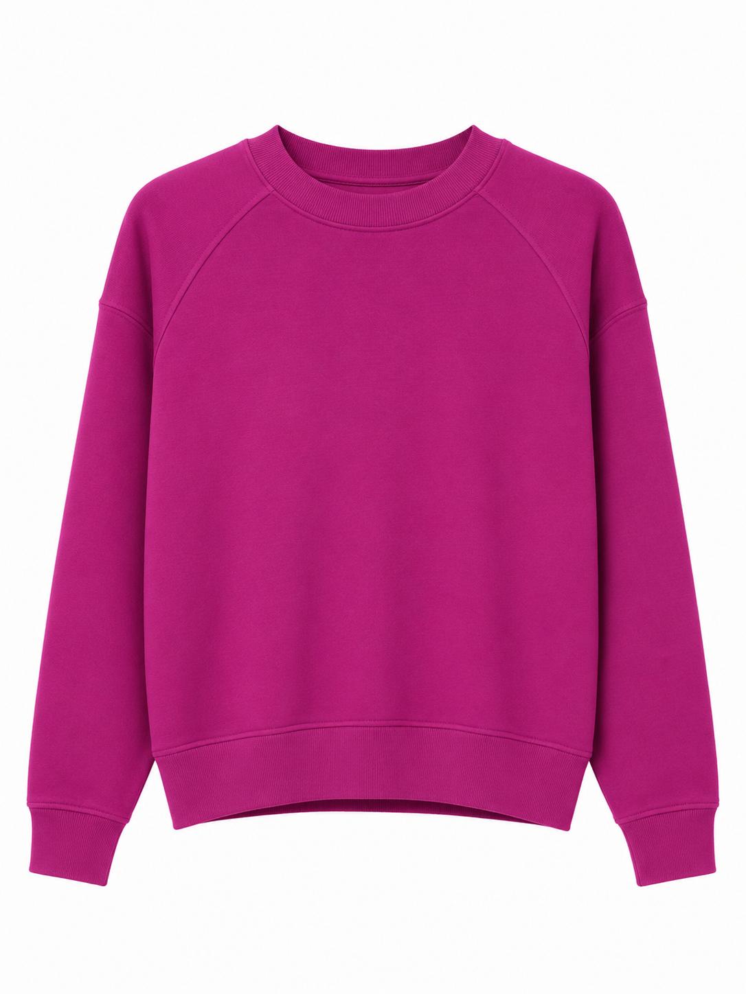 Sweat Col Rond Fushia Femme – Coupe Relax avec Coutures Raglan