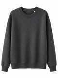 Sweat Col Rond Gris Foncé Unisexe – Coupe Droite Essentielle