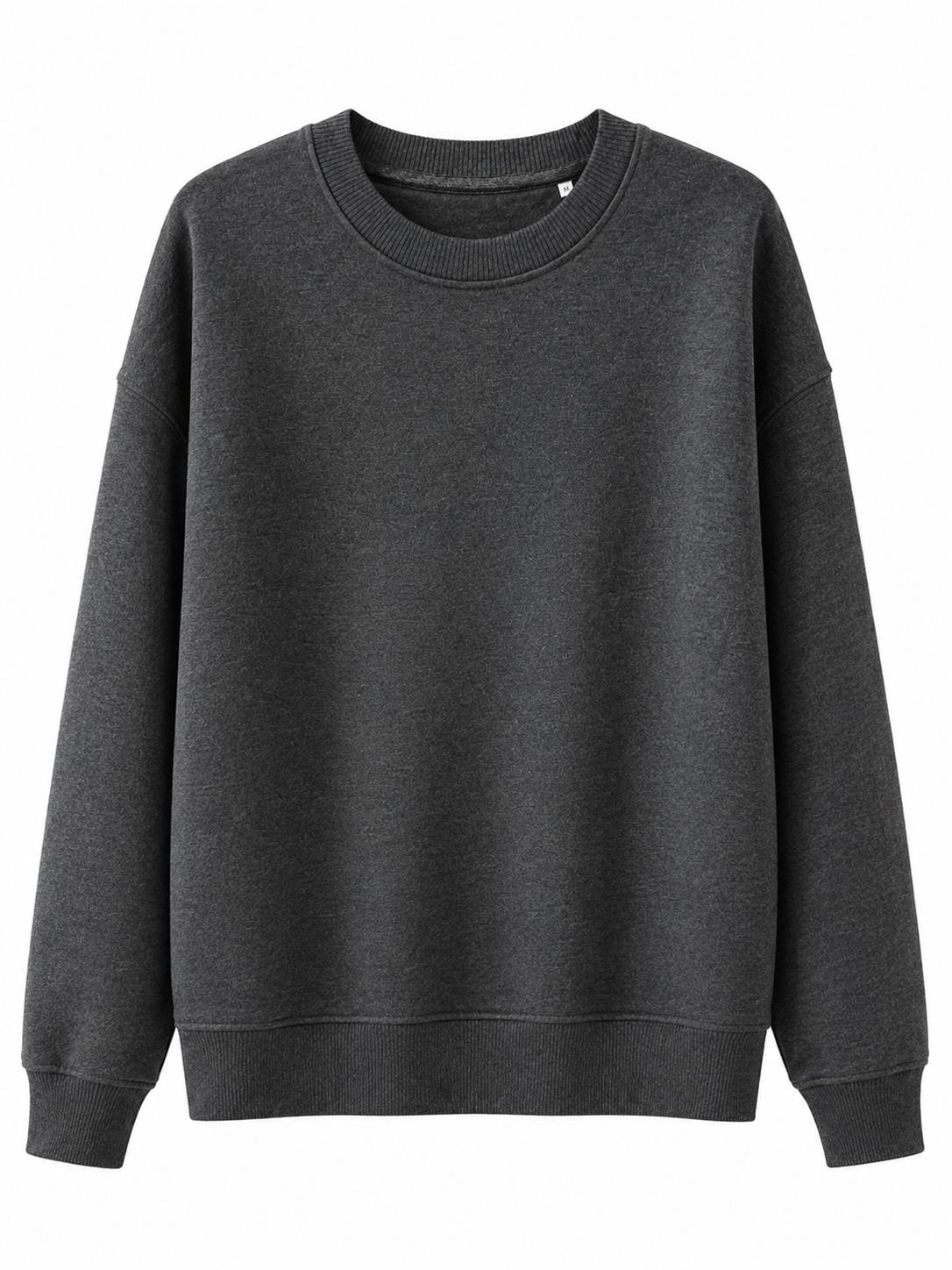 Sweat Col Rond Gris Foncé Unisexe – Coupe Droite Essentielle
