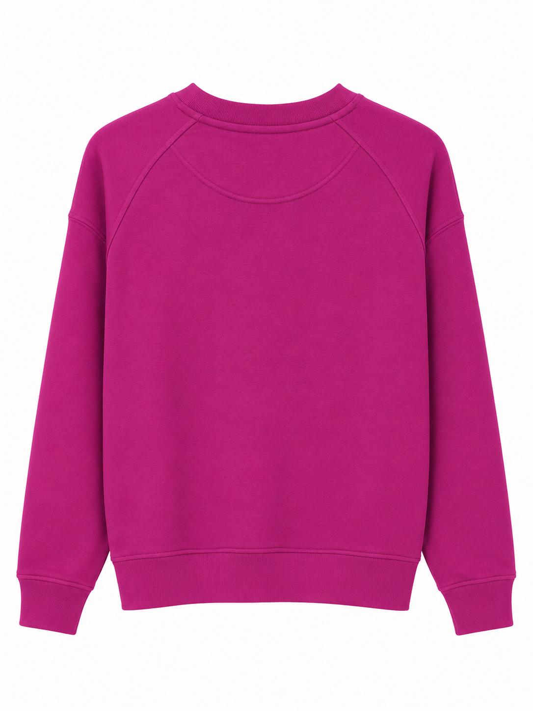Sweat Col Rond Fushia Femme – Coupe Relax avec Coutures Raglan