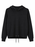 Sweat à Capuche Noir femme Sans Poche – Bas Ajustable