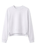 Sweat Crewneck Oversize Blanc en Molleton – Le Confort Essentiel