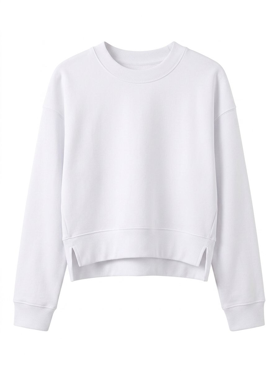 Sweat Crewneck Oversize Blanc en Molleton – Le Confort Essentiel